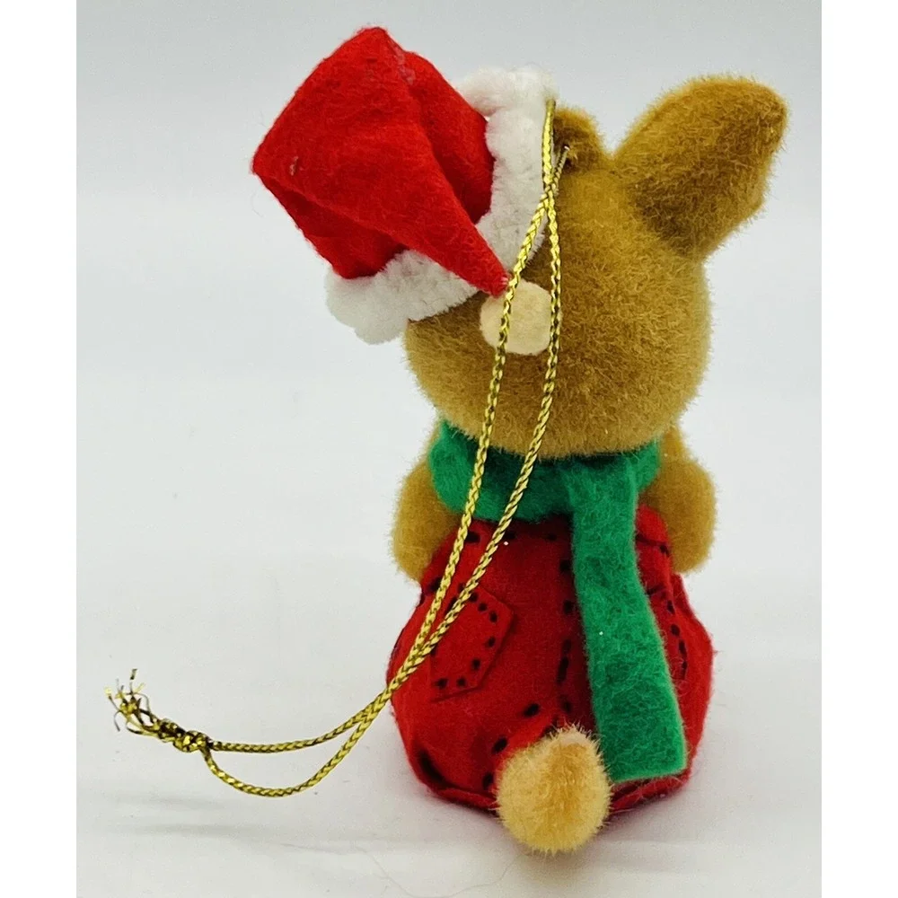 Vintage Morgan Inc Sydney Kangaroo Flocked Christmas Ornament Santa Hat‎ Candle